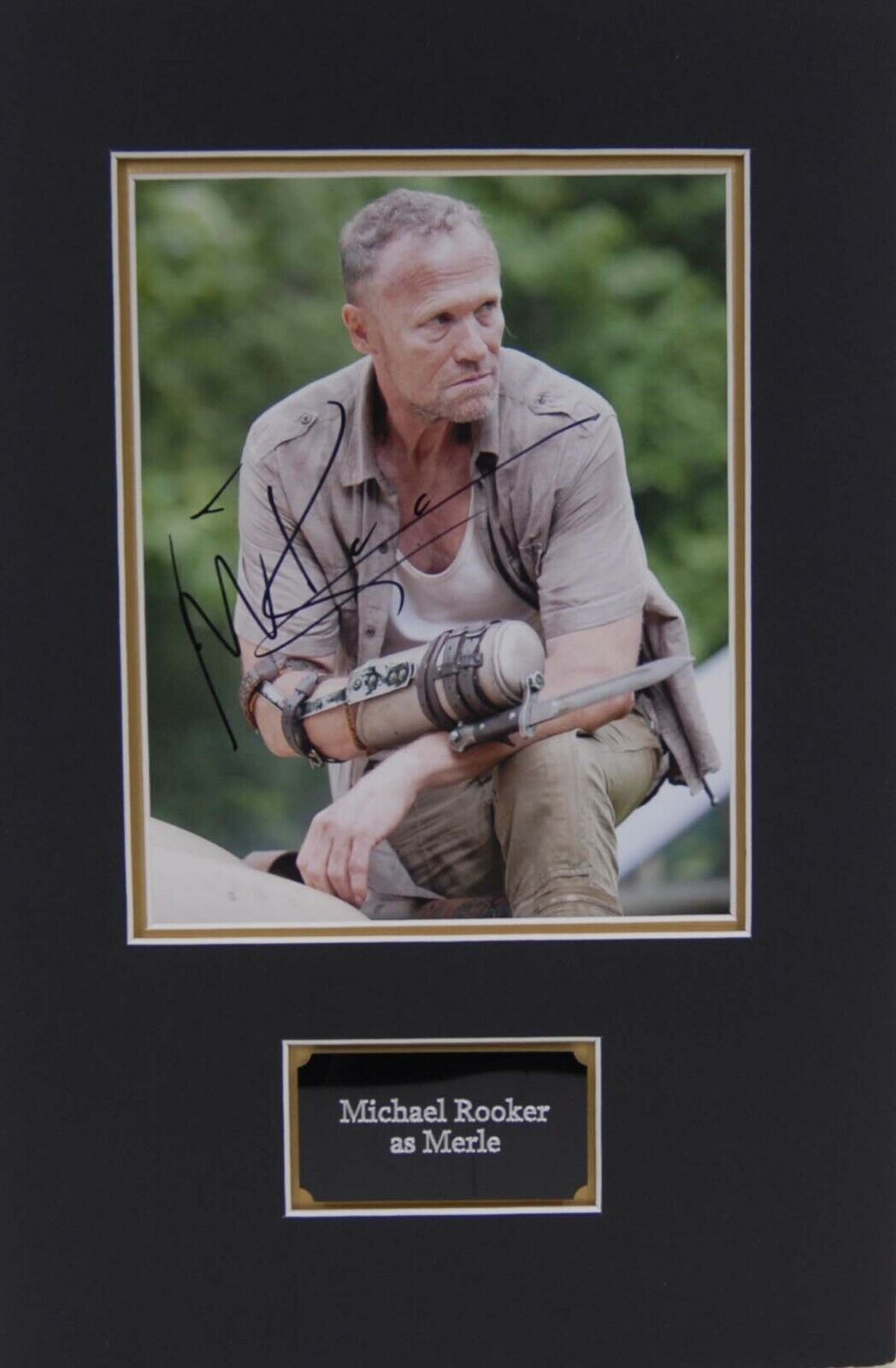 Michael ROOKER Signed Mounted 10x8 Photo Poster painting AFTAL COA MERLE DIXON The Walking Dead