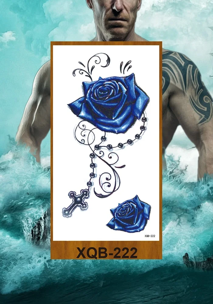 Temporary Tattoos Stickers Women Girls Arm Waist Buttocks Chest Art Fake Tatoo Sexy Flower Bush Peony Rose Lily Body Face Jewels