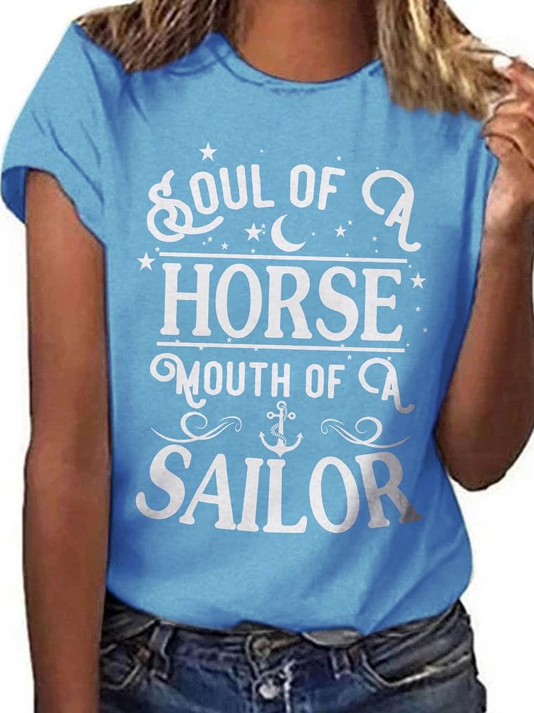 Bestdealfriday The Sould Of A Gypsy The Heart Of A Hippy Graphic Neck Short Sleeve Tee