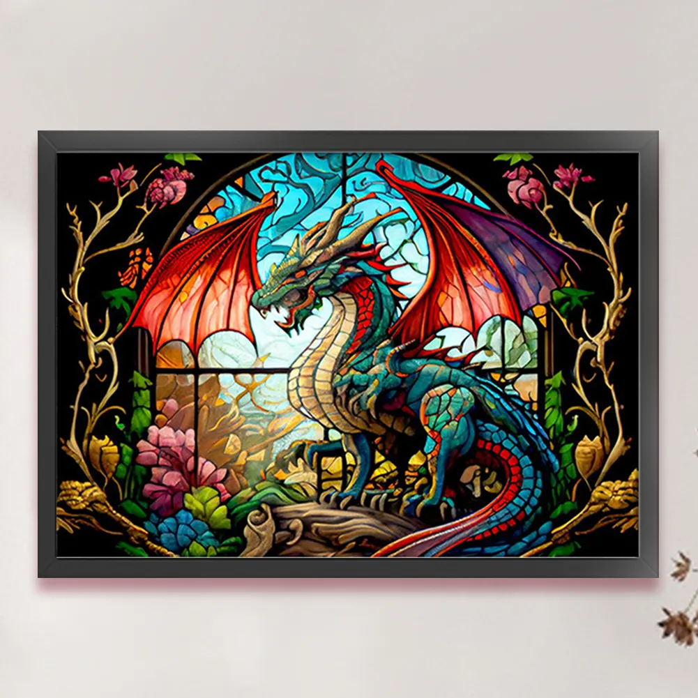 11CT Full Counted Cross Stitch - Stained Glass Pterodactyl(Canvas|65*45cm)