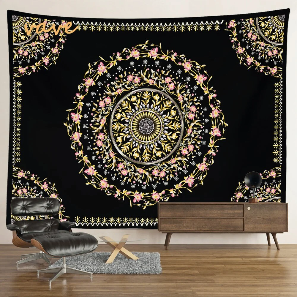 Nigikala Phase Tapestry Black and White Wall Hanging Boho Hippie Mandala Cloth Fabric Tapestry Flower Aesthetic Room Dorm Decor