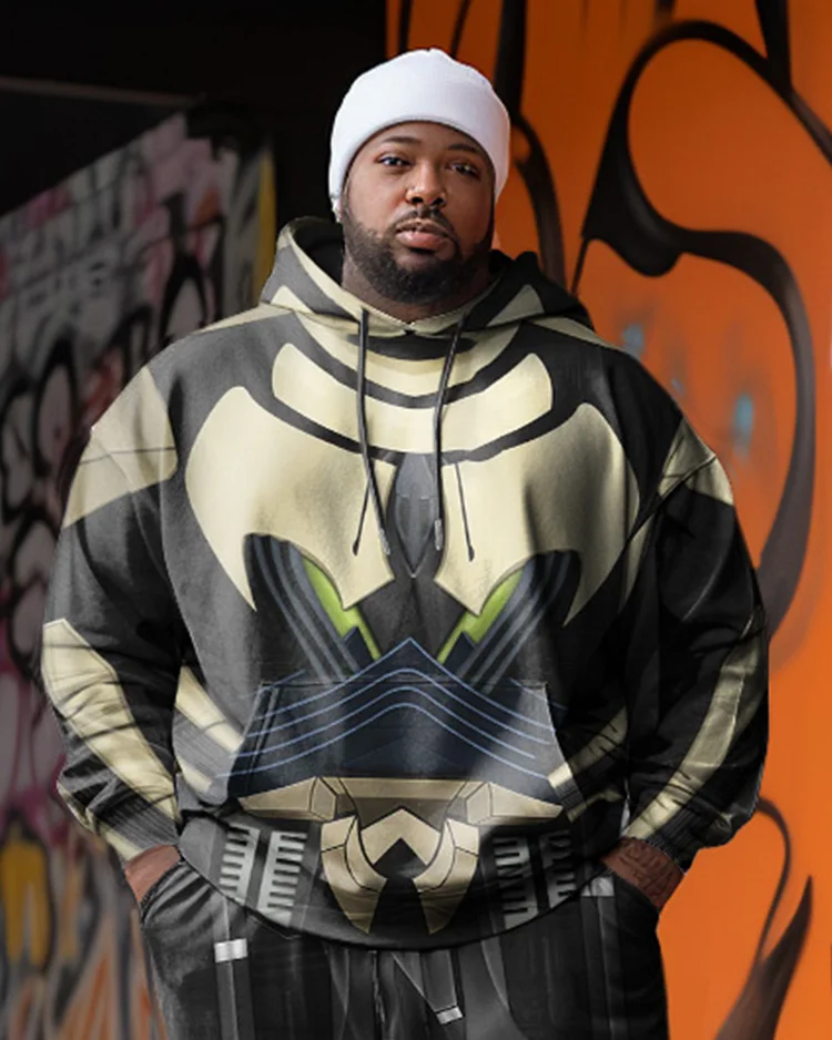 Men's Plus Size Cosplay Statement Abstract Sweater Two-Piece Set