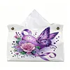 DIY Diamond Art Tissue Box Holder PULeather Crystal Mosaic Desktop Organizer Bag Resin Rhinestone Storage Organizer Gem Art Home Office Decor Craft Gift for Women