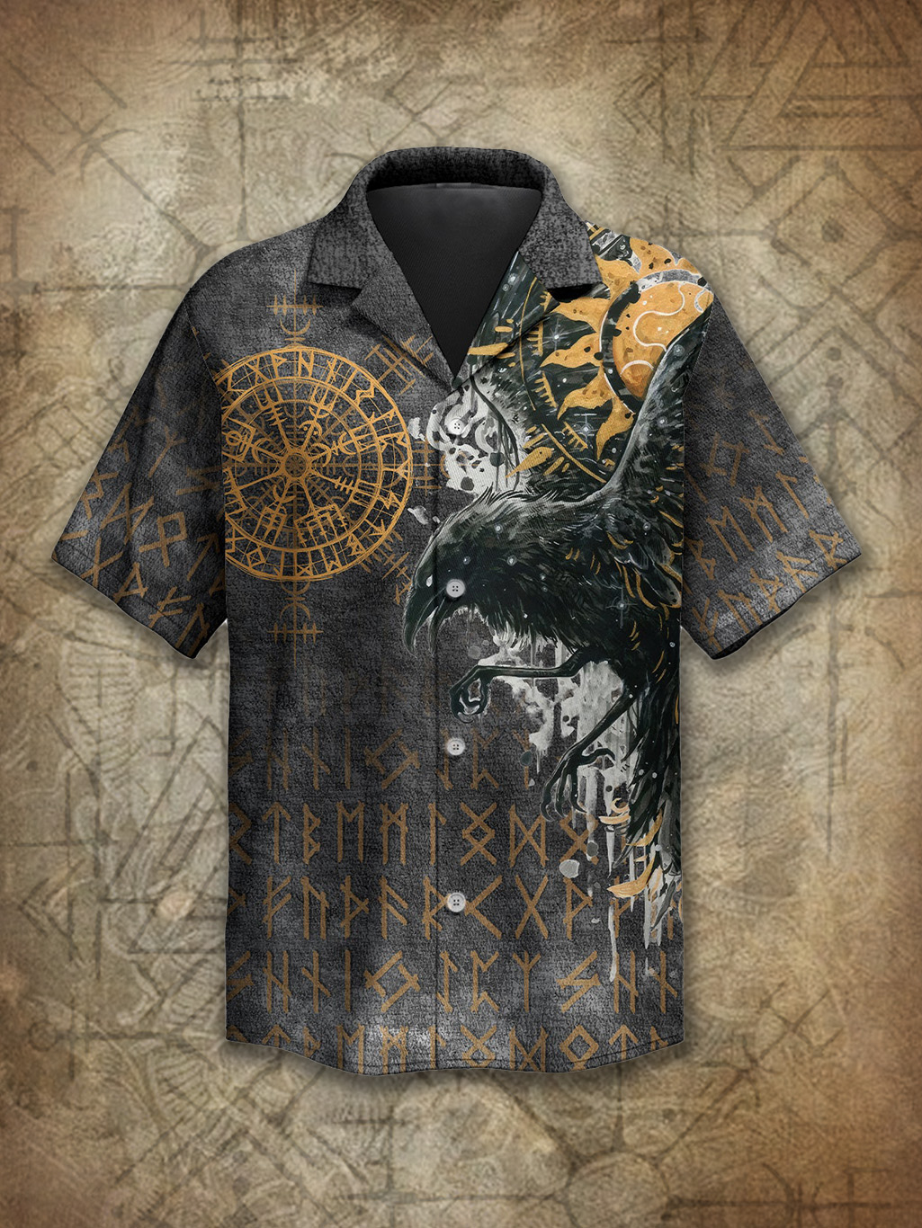 Viking Golden Raven's Wrath Totem Spirit Power Heritage Hawaiian Shirt / Rvogue / Rvogue