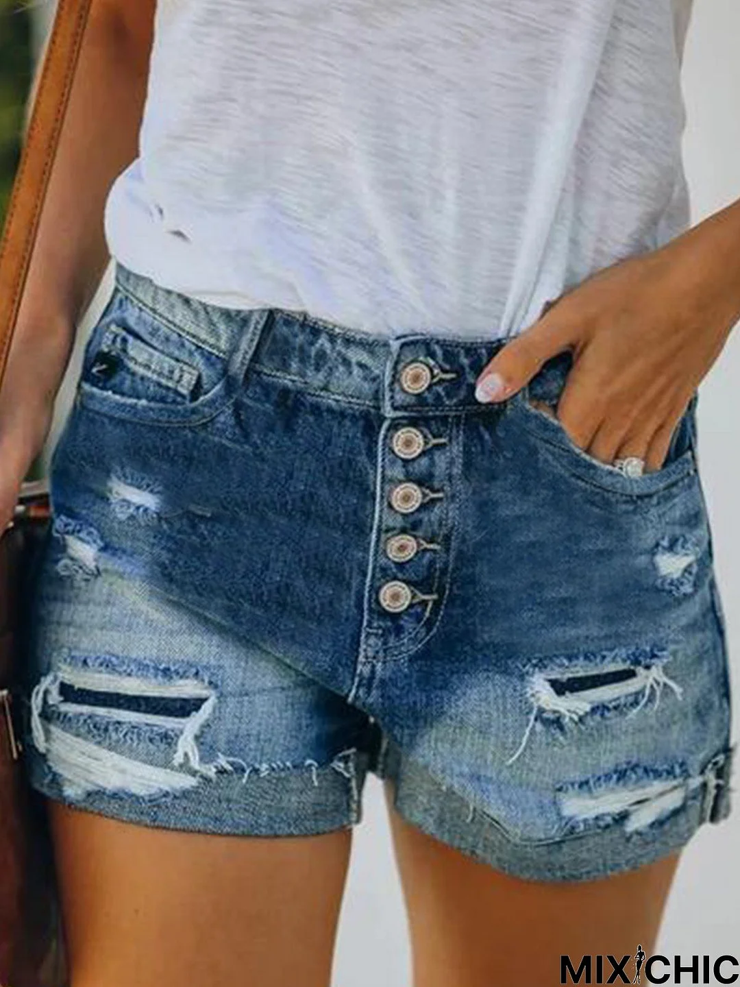 Blue Brushed Denim Holiday Denim shorts