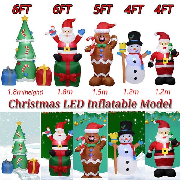 6/5/4 FT Upgrade Christmas Inflatable Outdoor Santa Claus Christmas Tree Snowman Gingerbread with LED Lights Built-in for Holiday/Party/Xmas/Yard/Garden - Shop Trendy Women's Fashion | TeeYours