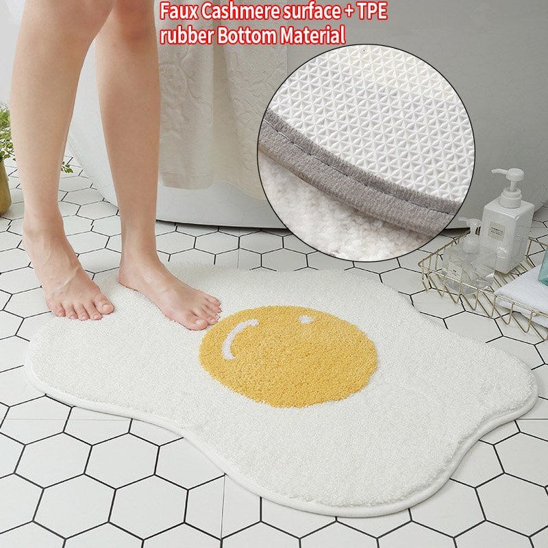 Poached Egg Bathroom Mat Non-Slip Entrance Carpet Kitchen Absorbent Floor Mat Washable Welcome Doormat Kids Room Area Rugs