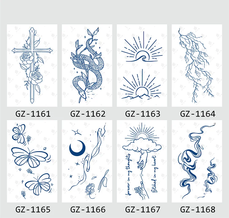 8 Sheets Semi-Permanent Tattoo Half Arm (18*11CM)