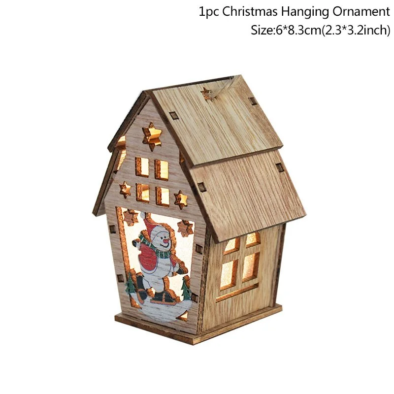 Led Light Wood House Christmas Tree Decorations For Home 2020 Christmas Tree Hanging Ornaments Navidad New Year Xmas Kids Gift