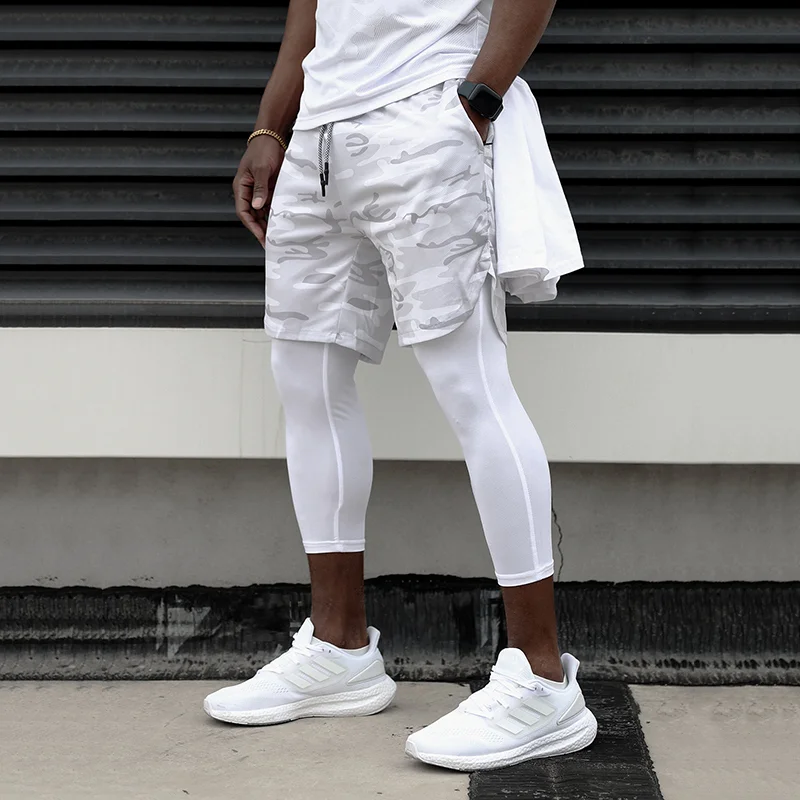 Men's Letter Print Outdoor Fitness Leggings-inspireuse