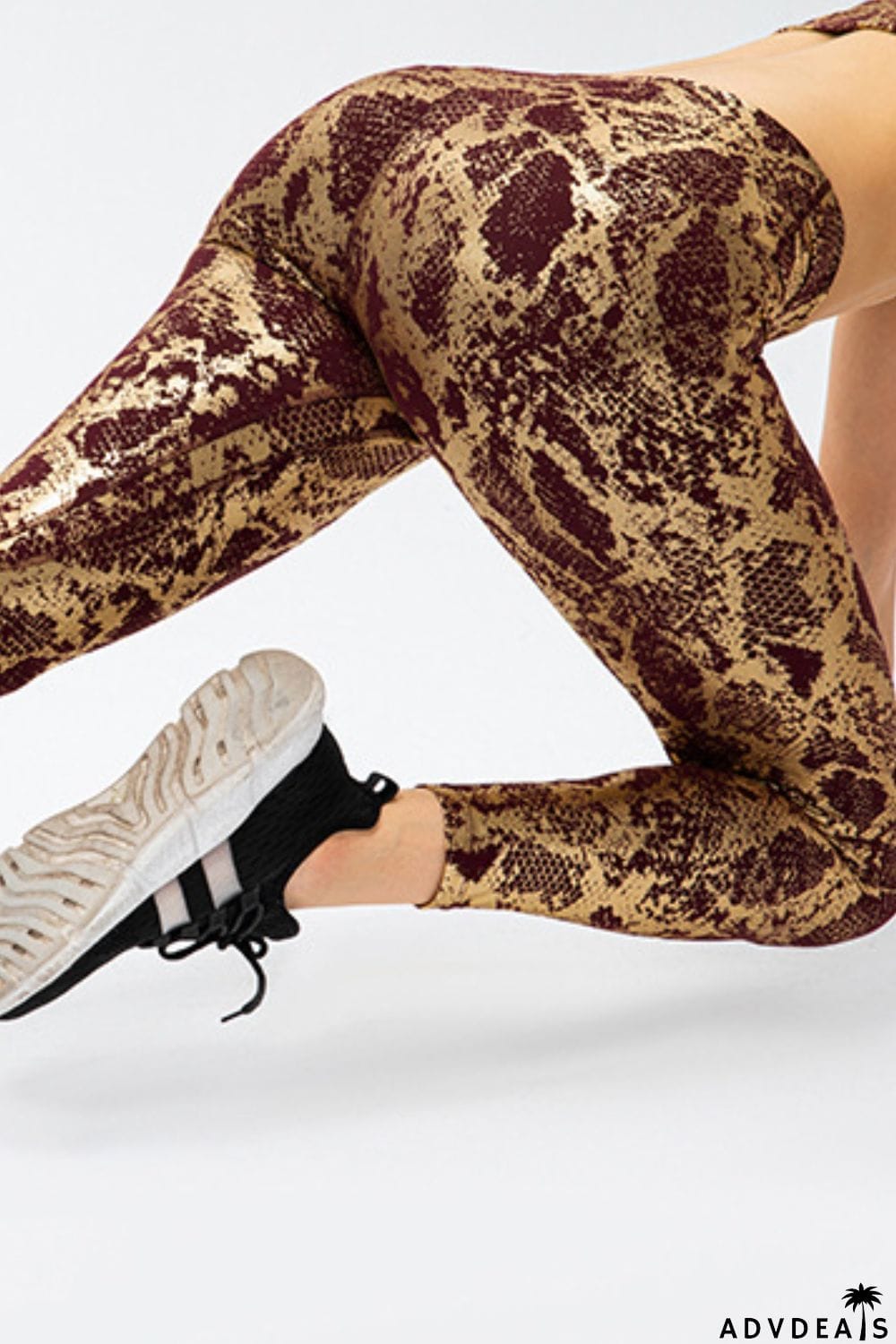 Animal Print Slim Fit Wide Waistband Long Sports Pants