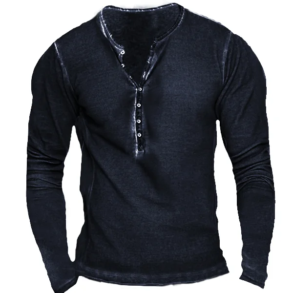 Men'S Vintage Wash Tactical Casual Long Sleeve T-Shirt