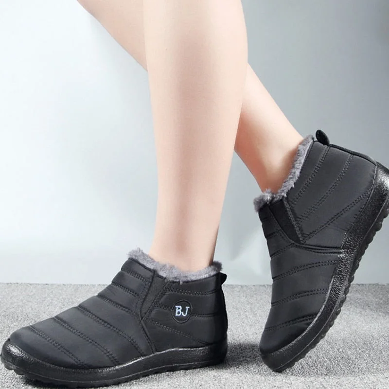 Winter WaterProof Ankle Boots for Women 2021 Warm Plush Women's Shoes Round Toe Thick-soled Outdoor Casual Antislip Couple Boots