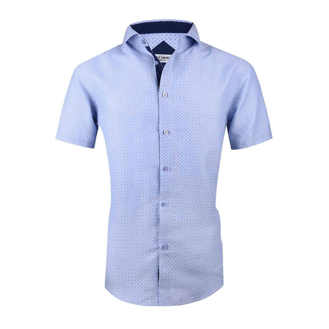 Men's Microfiber Casual Short Printed Shirt White Point Alex Vando Fashion
