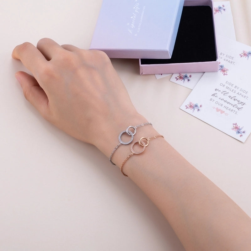 Casual Elegant Cute Circle 304 Stainless Steel Rose Gold Plated Zircon Cable Chain Bracelets In Bulk