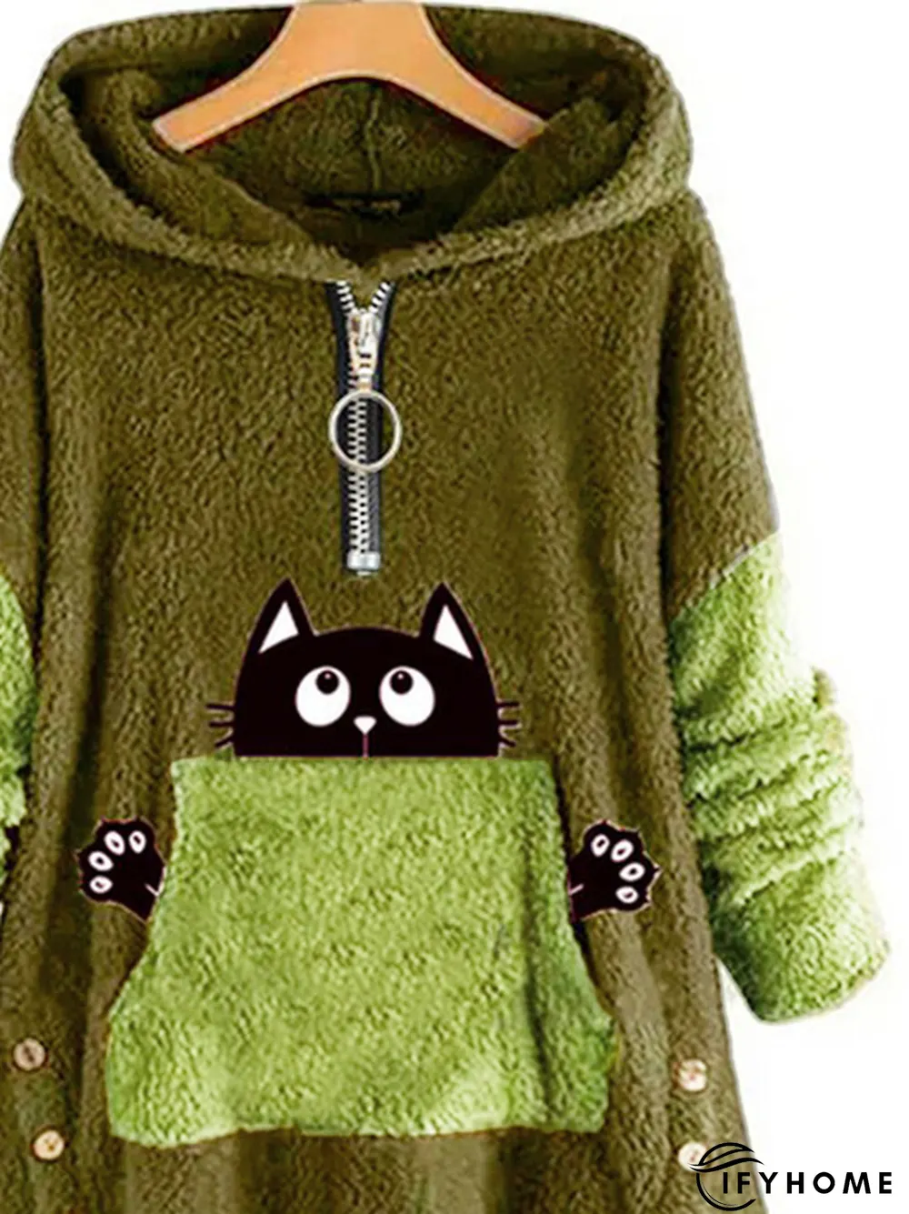 Plus Size Fluff Fleece Fabric Casual Sweatshirt | IFYHOME