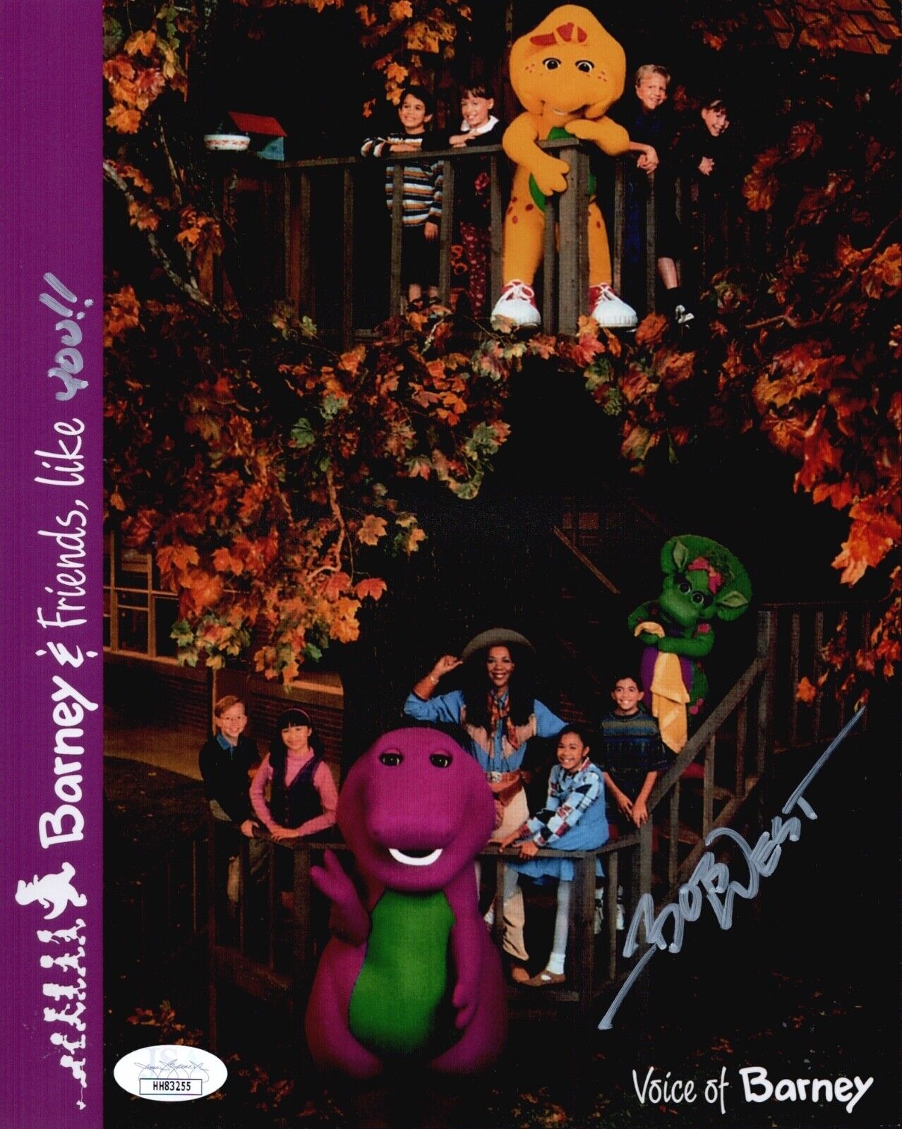 BOB WEST Signed BARNEY THE DINOSAUR 8x10 Photo Poster painting Autograph JSA COA Cert RARE