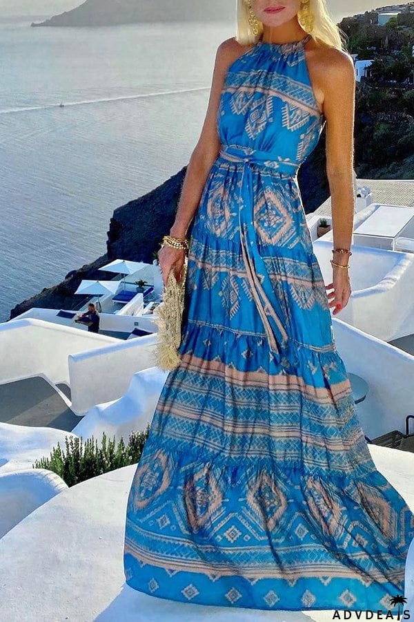 Fabulous Floral Halter Neck Boho Maxi Dress
