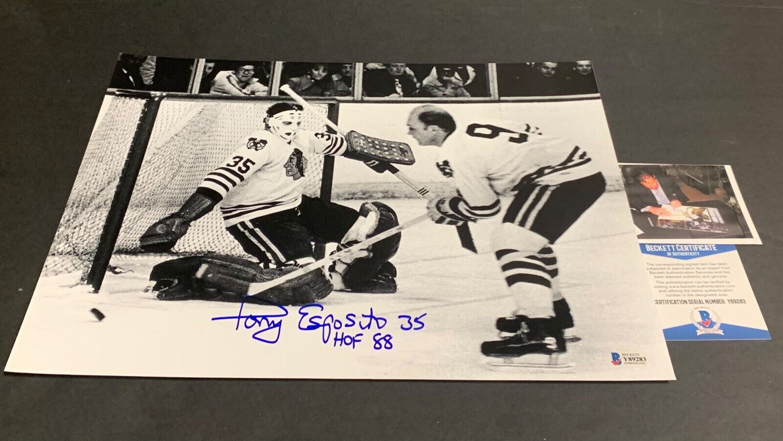 Tony Esposito Chicago Blackhawks Autographed Signed 11x14 Beckett COA a