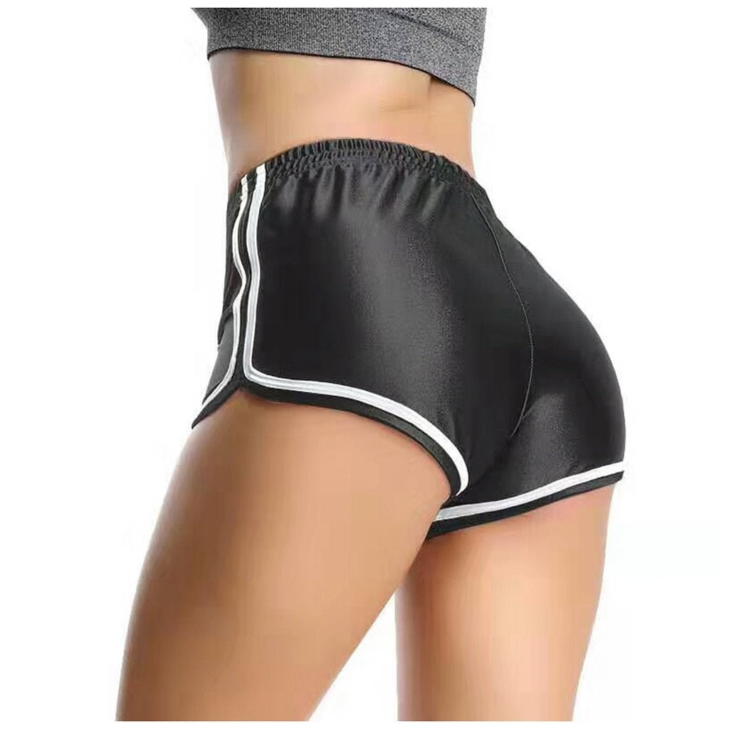 Satin Smooth Shorts women Hot Women Summer Running Shorts Contrast Binding Side Split Elastic Waist Patchwork Casual Beach Party