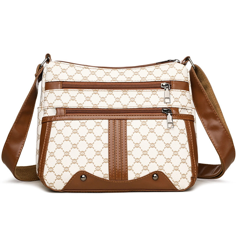 Women’s Medium Pu Leather Solid Color Basic Square Zipper Shoulder Bag Crossbody Bag