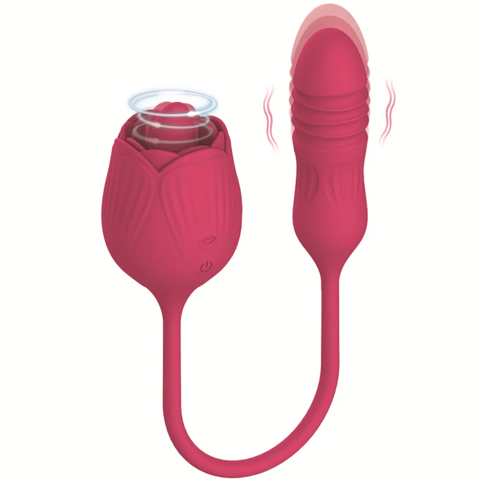 VAVDON - Ladies Clitoral Stimulator, Tongue Licking Thrust Rose Vibrator Sex Toys G-Spot Massager - YQ-B23265