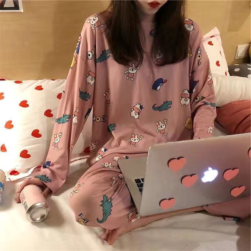 Uveng Pajama Sets Women Solid Simple Soft Cozy Long Sleeve Nightwear Female Casual Chic Lounge Sweet Kawaii Autumn New Hot Sale