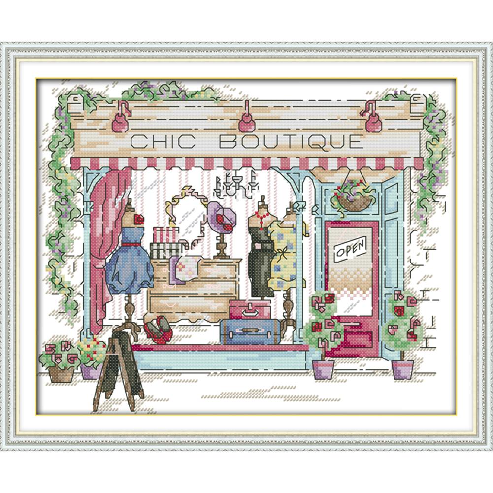 

Ladies\ Fashion Shop - 14CT Stamped Cross Stitch - 31*26cm, 501 Original