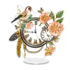 (US Local)Acrylic Special Shape Flower Bird Diamond Painting Clock Ornaments Kit for Home