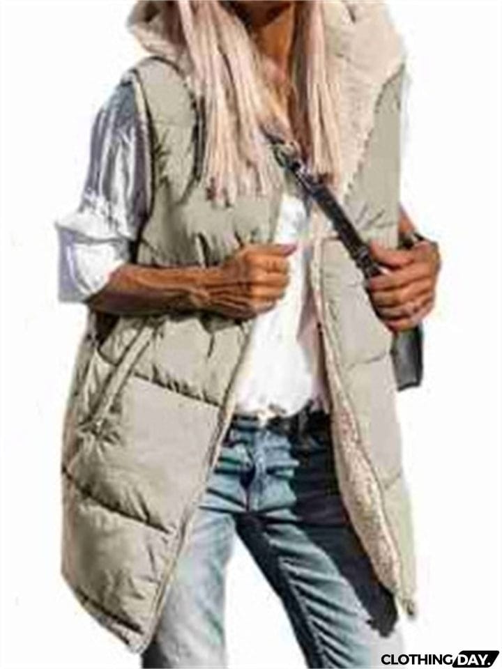 Sleeveless Zip-up Reversible Quilted Vest Puffer Jacket for Women