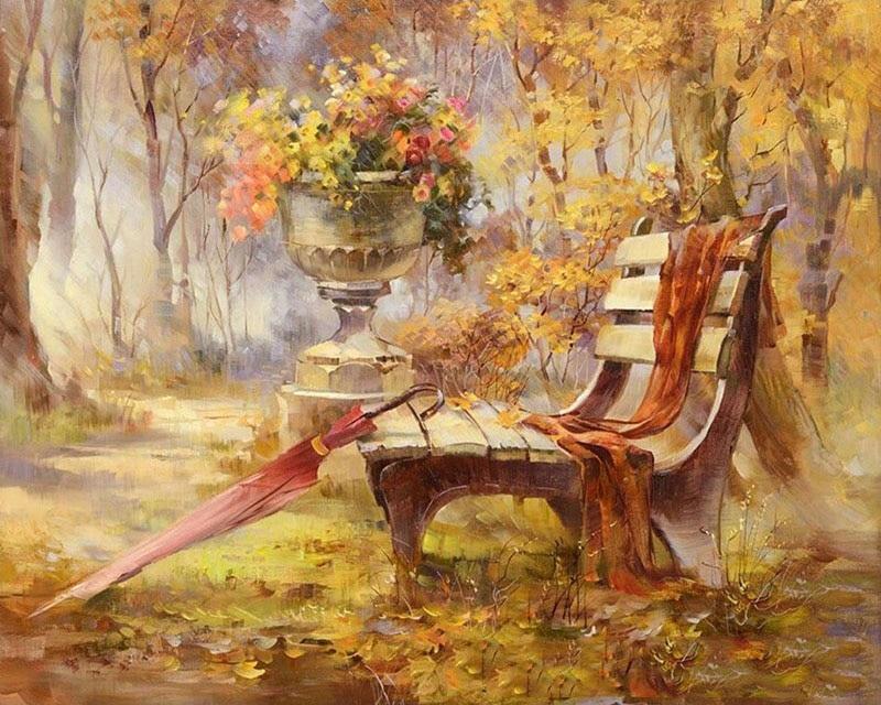 

Autumn Garden and Bench – Paint By Numbers - 40*50CM, 501 Original
