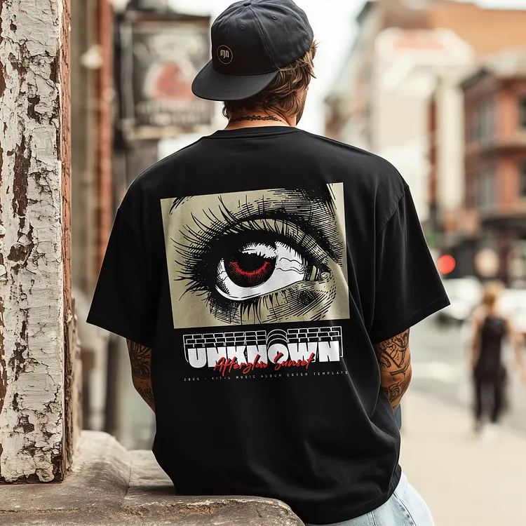 Unknown Afterglow Sunset Red Eye Album Cover Art Printed Men's T-shirt