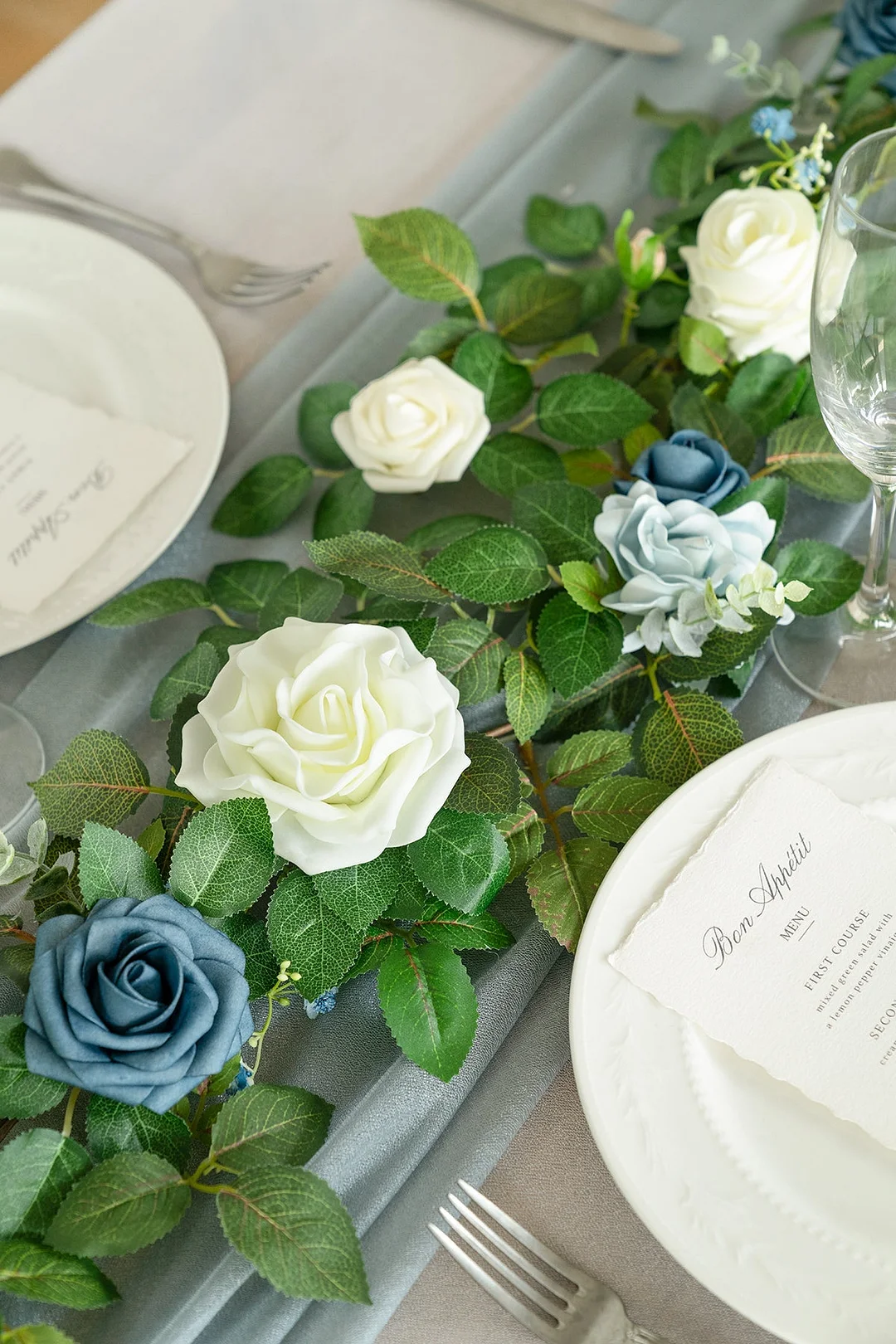 5ft Flower Garland in Dusty Blue & Navy