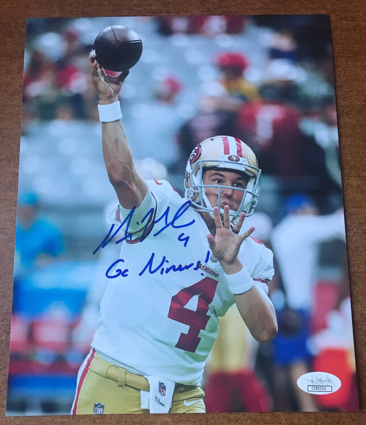 NICK MULLENS signed 8x10 Photo Poster painting San Francisco 49ers Football JSA COA INSCRIBED