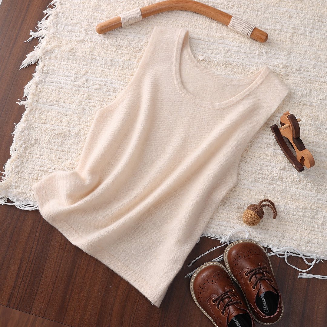Kid's Sleeveless Round Neck Cashmere Vest REAL SILK LIFE