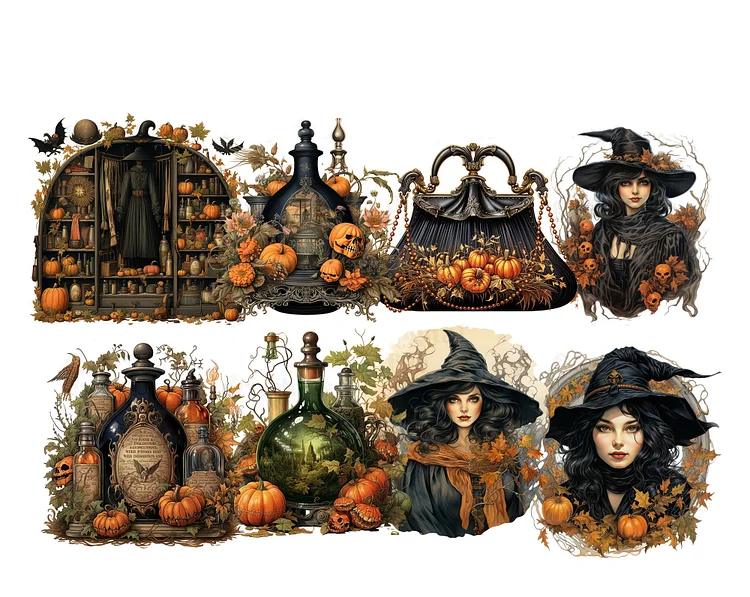 Halloween Pumpkin Witch 70*50CM (Canvas) Full Round Diamond Painting gbfke