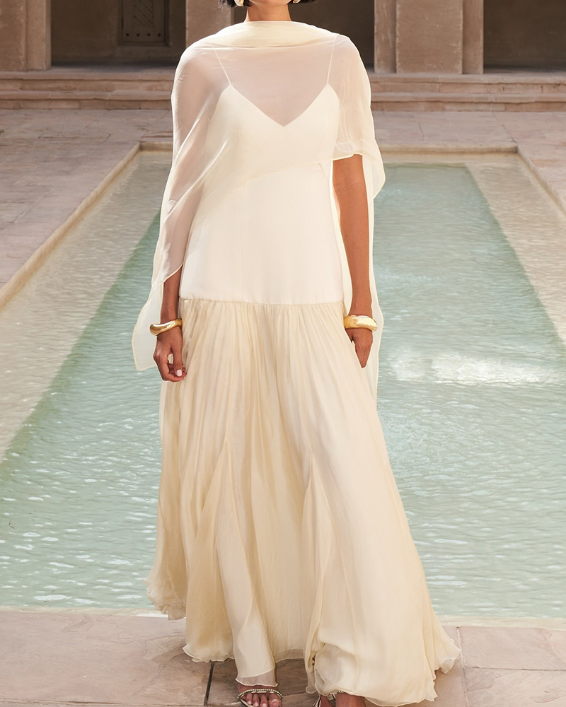 Scarf Neck Strap Sleeveless Maxi Dress