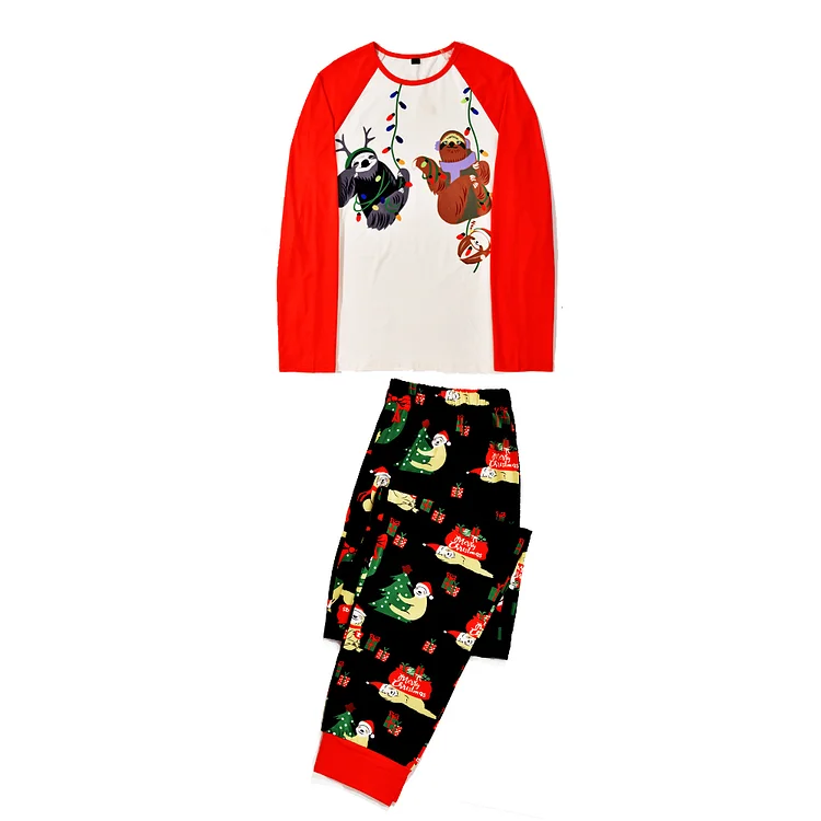 Christmas Sloths Cartoon Print Family Matching Pajamas Sets 