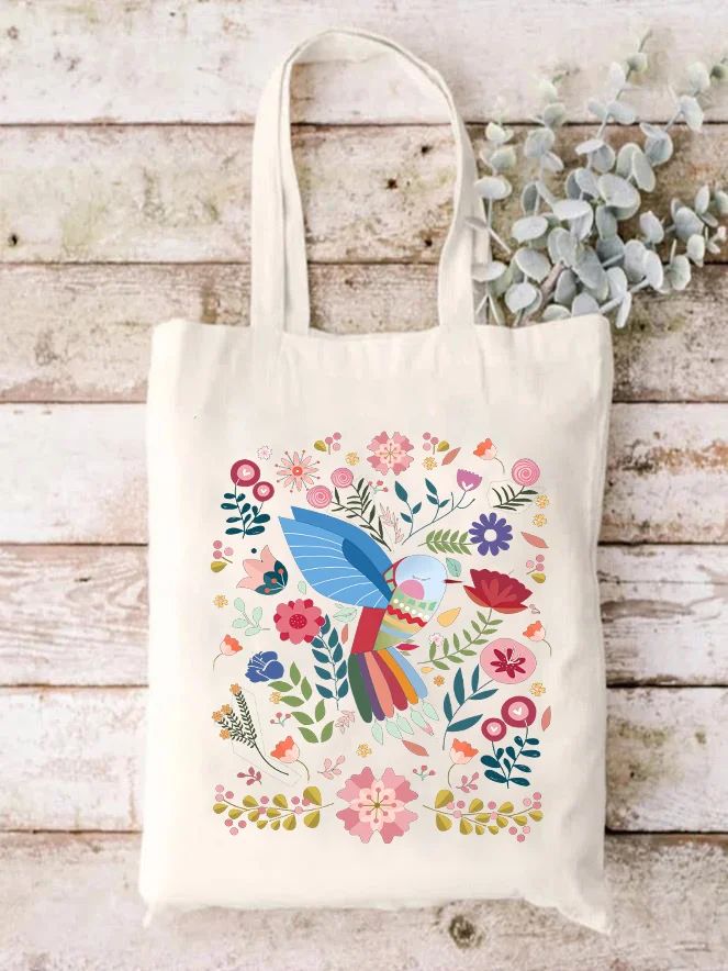 Flowers And Birds Print One-shoulder Bags