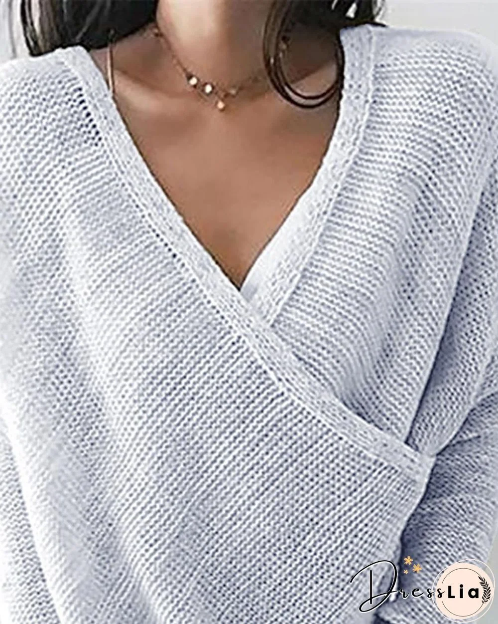 Solid Long Sleeve Casual Sweater P15179