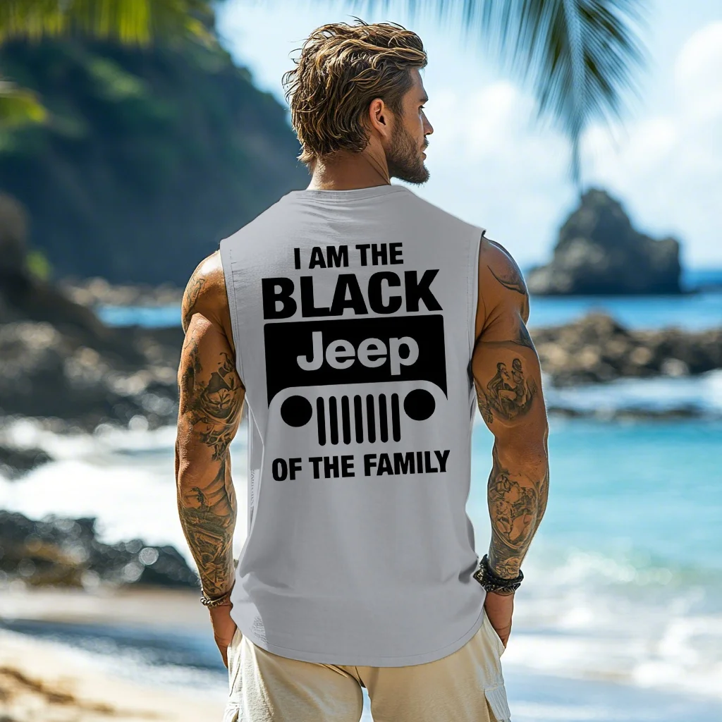 Men's Outdoor Retro Lettering Slogan Tank Top