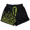Unisex Flame Print Mesh Fitness Athletic Shorts by Inlyline