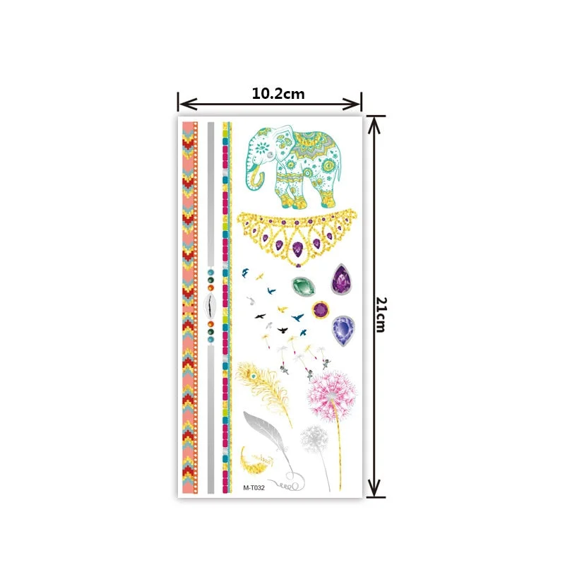 Creative personality exquisite fashion waterproof sweat gold and silver tattoo stickers bronzing and silver tattoo stickers