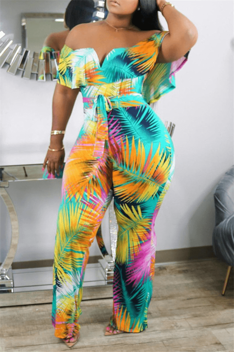 Sexy Fashion Printed Off Shoulder Jumpsuit