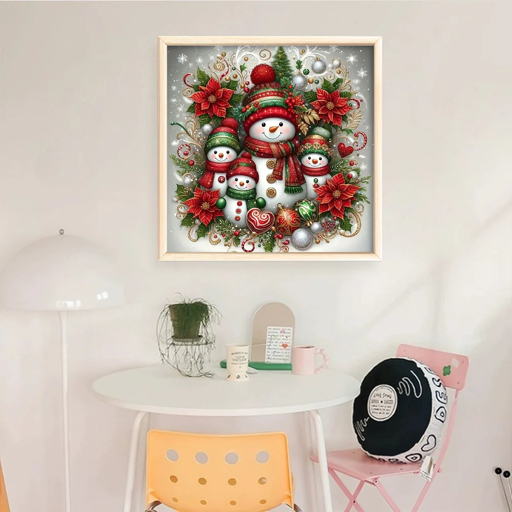 Full Embroidery cotton Thread 14CT Counted Xmas Snowman Cross Stitch 45x45cm