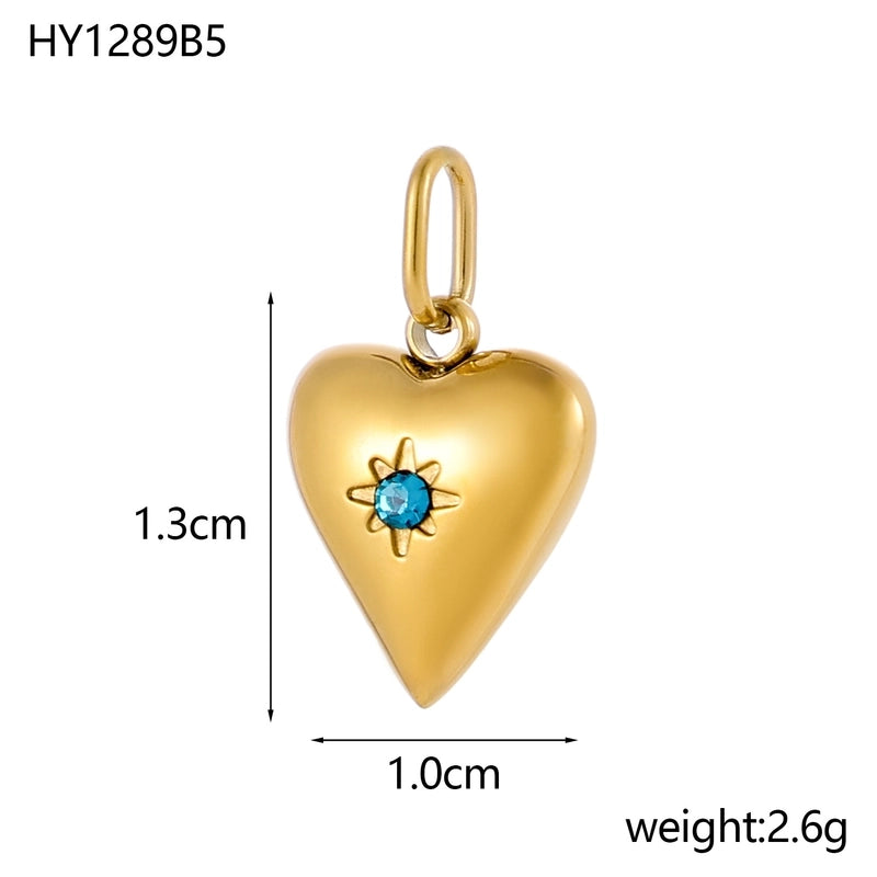 1 Piece 13*10mm 304 Stainless Steel Zircon Heart Shape Skull Polished Pendant Jewelry Accessories