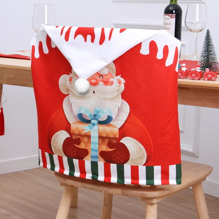 Christmas Chair Cover Dining Chair Cap Personalized 1 Name Chair Back Cover