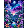 For&ecirc;t de nuit-peinture au diamant rond-50 * 70cm-grande taille