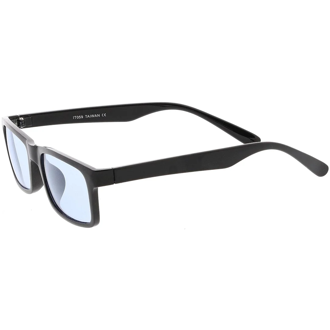 Retro Horn Rimmed Rectangle glasses Wide Arms Color Tinted Lens 52mm