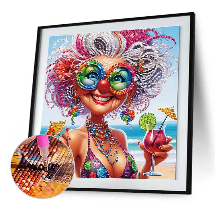 Cute Grandma 30*30cm (Canvas) Special Shaped Drill Diamond Painting gbfke